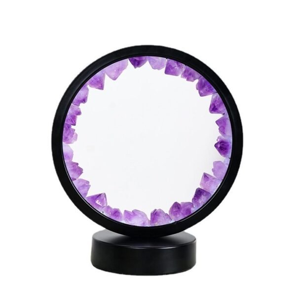 Amethyst Round Night Light, Black Frame