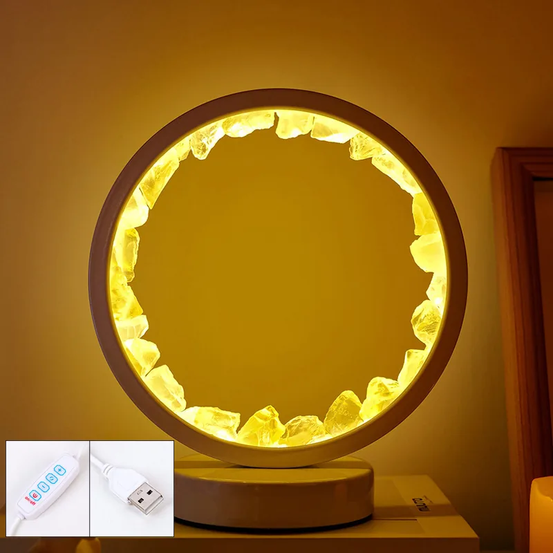 Citrine Round Night Light, White Frame