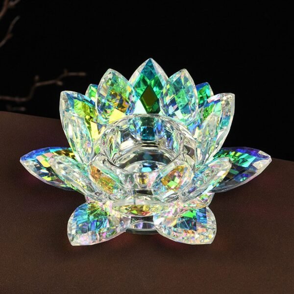 Rainbow Crystal Lotus Candle Holder