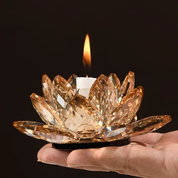 Champagne Crystal Lotus Candle Holder