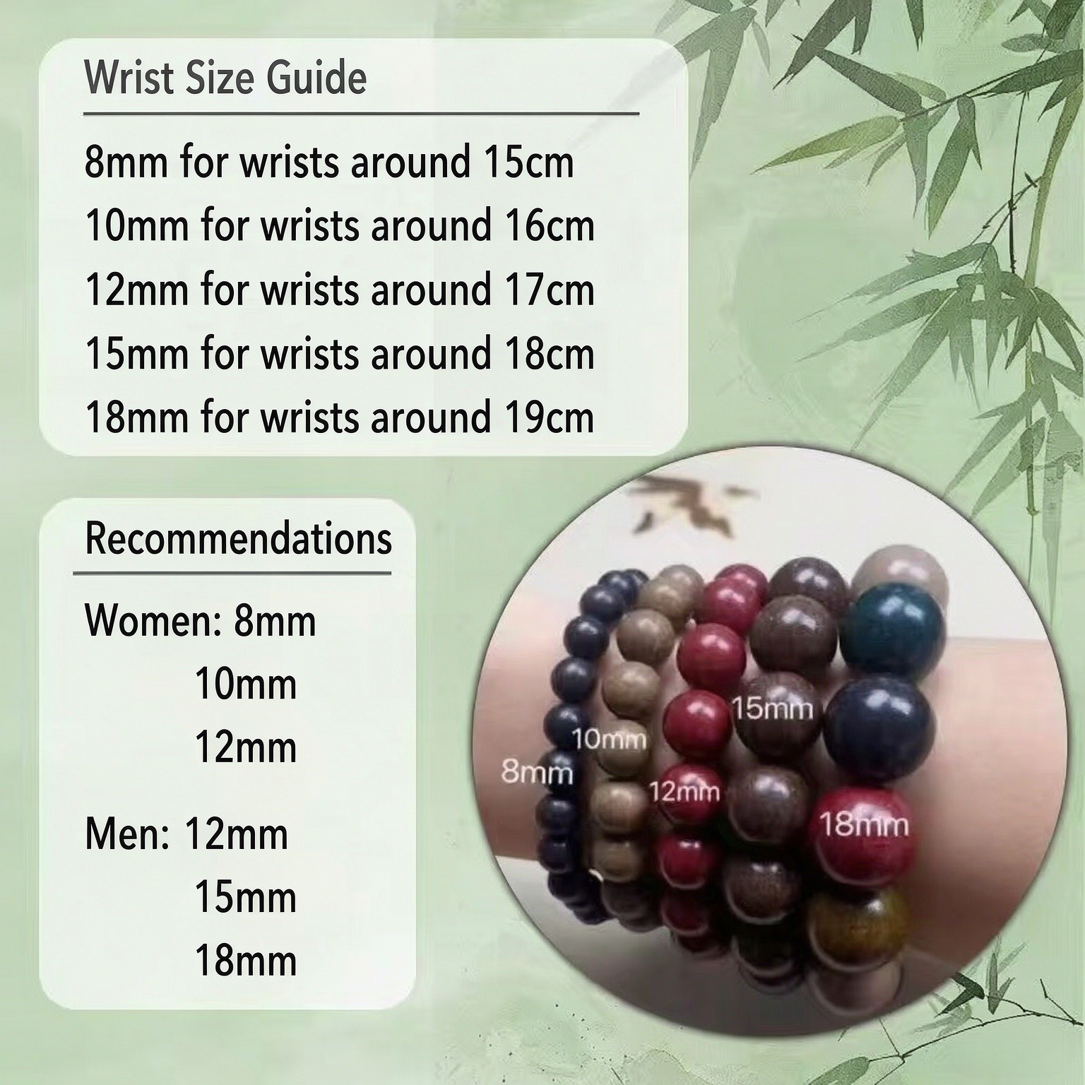 Wrist size and bracelet bead size guide